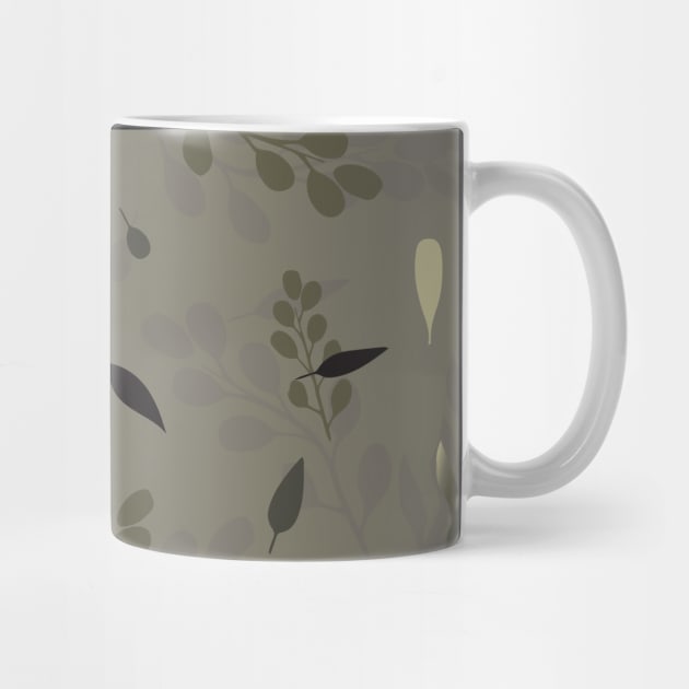 Olive Green Branches & Falling Leaves Wallpaper by AmarenaDolce